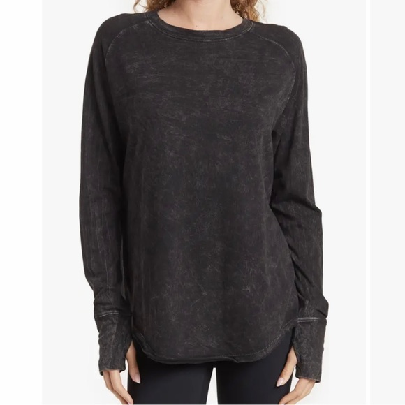 Zella Tops - SOLD ⭐️ 5 for $25 Zella Washed Black Cotton Relaxed Fit Jersey Top Size L
